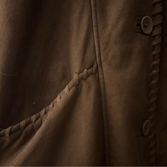 Vintage Fitz-Wright Brown Faux Suede & Sherpa Lined Size XL Coat 90’s Grunge - Picture 6 of 7
